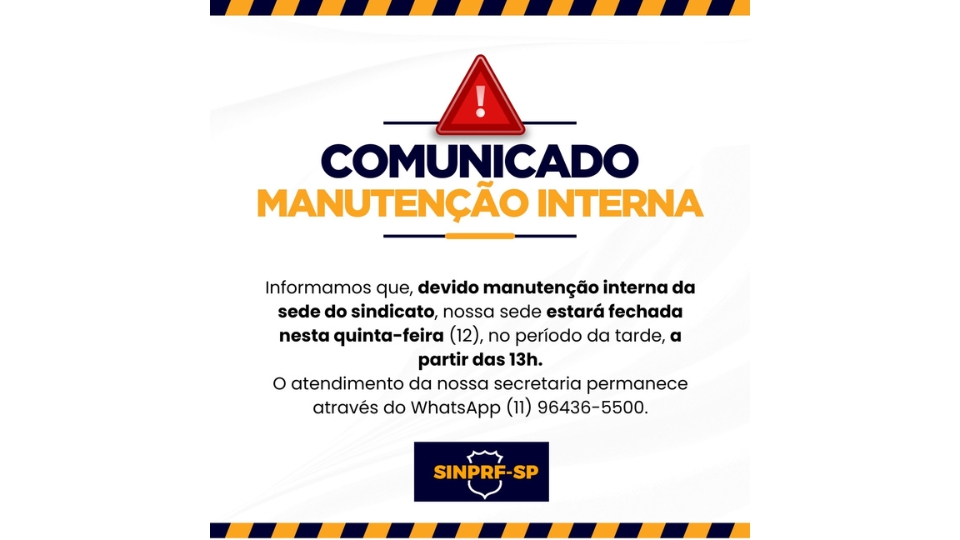 Comunicado – Manutenção Interna