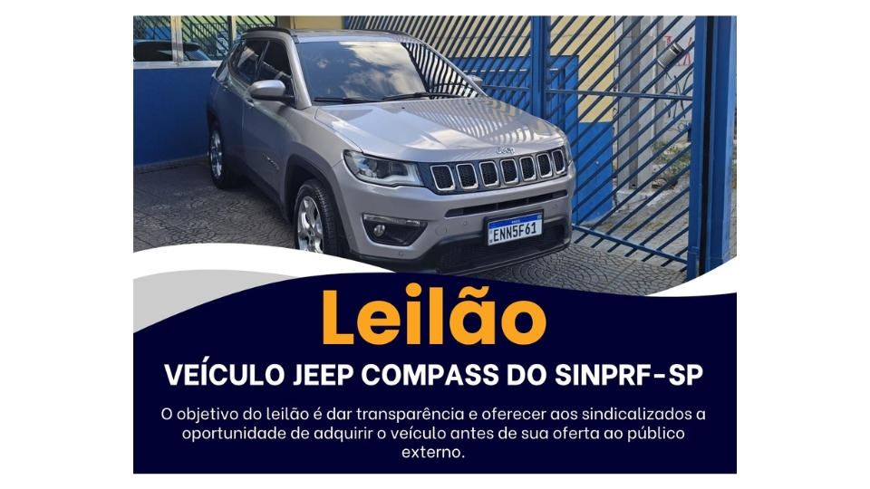SINPRF-SP anuncia leilão de veículo Jeep Compass